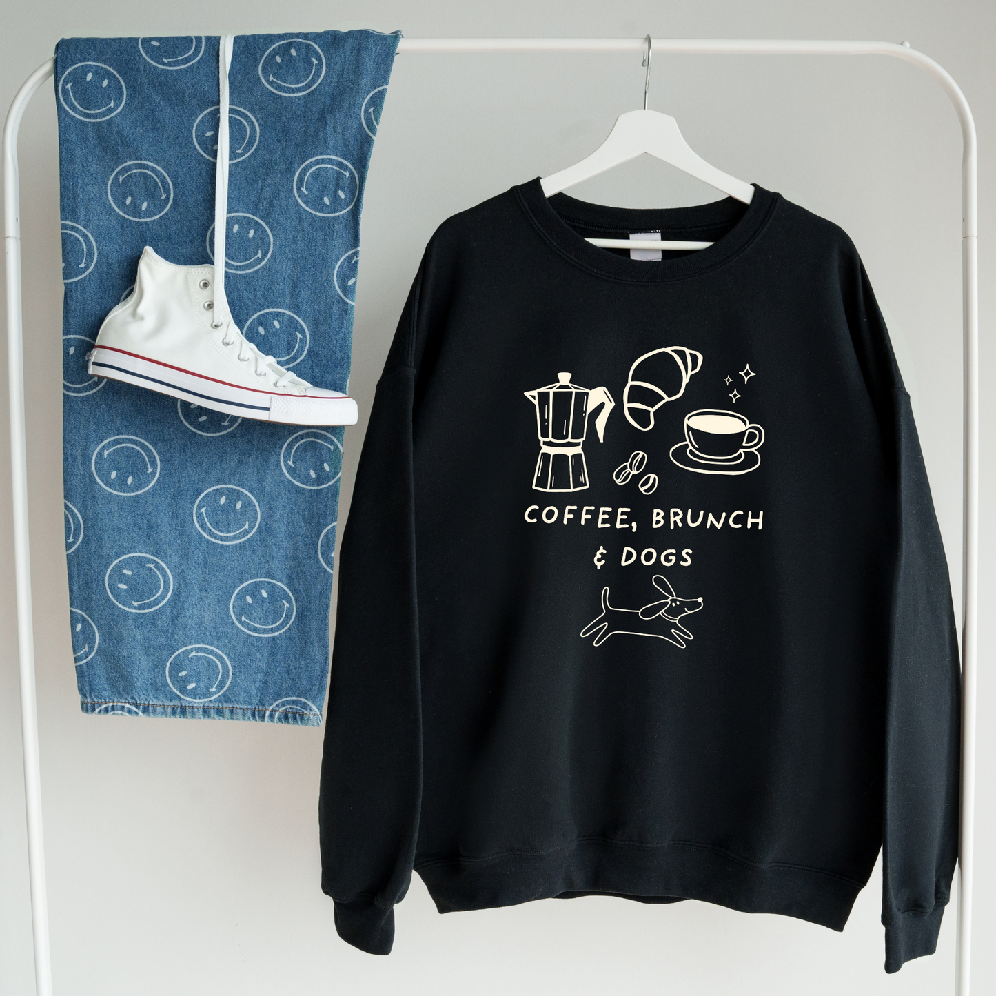 Coffee, Brunch & Dogs Sweatshirt | Cozy Graphic Crewneck for Dog Lovers
