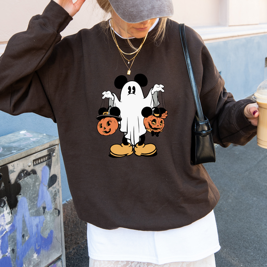 Micky Mouse Ghost Disney Inspired Halloween Crewneck or Tee | Spooky Fall Graphic Shirt