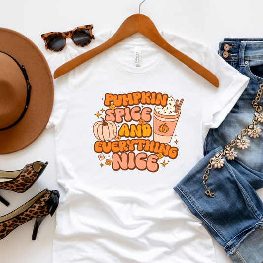 Pumpkin Spice Everything Nice Retro 80s Halloween Crewneck or Tee | Cute Playful Fall Graphic Sweater