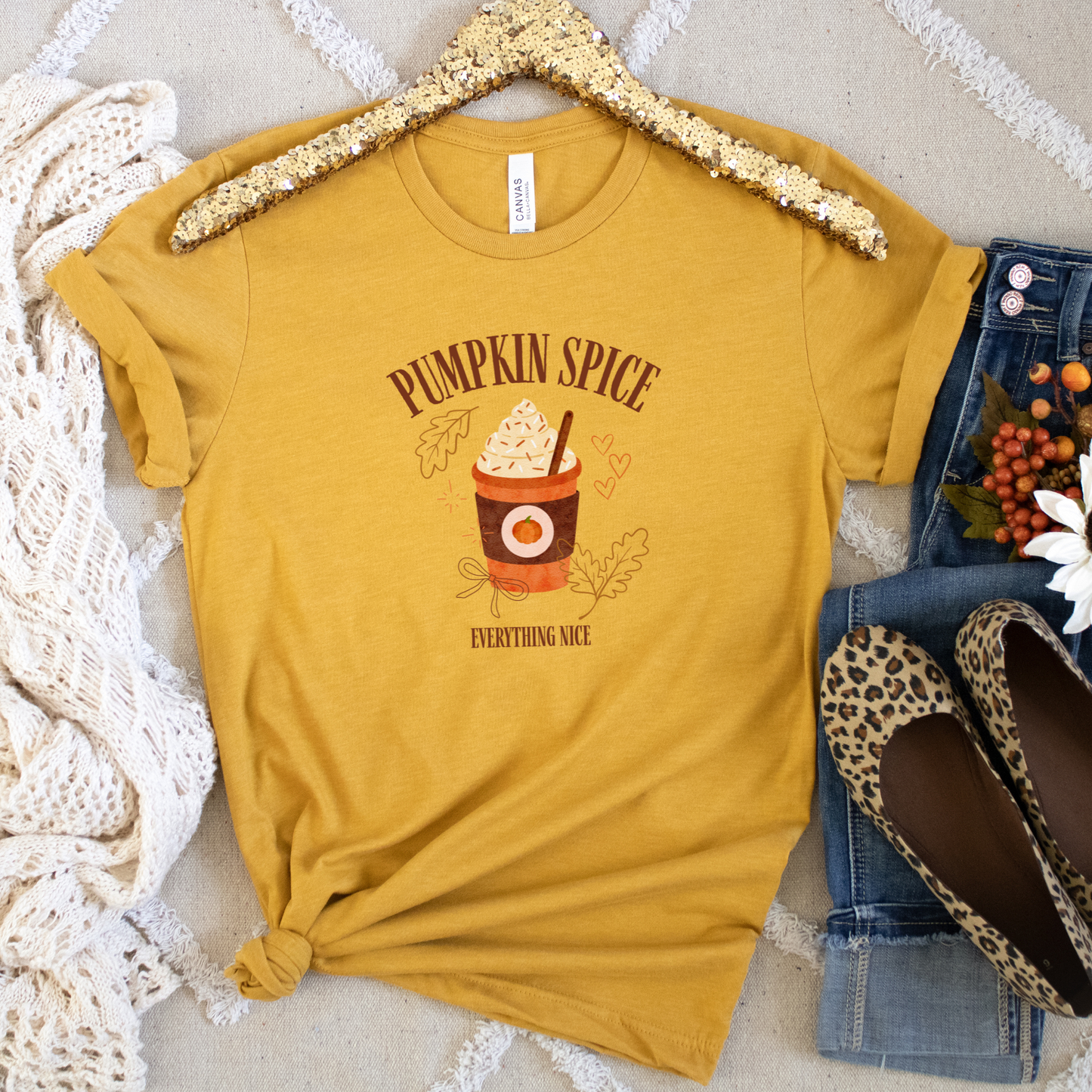 Pumpkin Spice Fall Crewneck or Tee | Autumn Graphic Sweater or T-Shirt