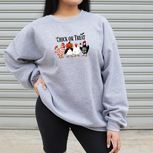 Fall Chick or Treat Halloween Crewneck or Tee | Autumn Graphic Sweater or T-Shirt