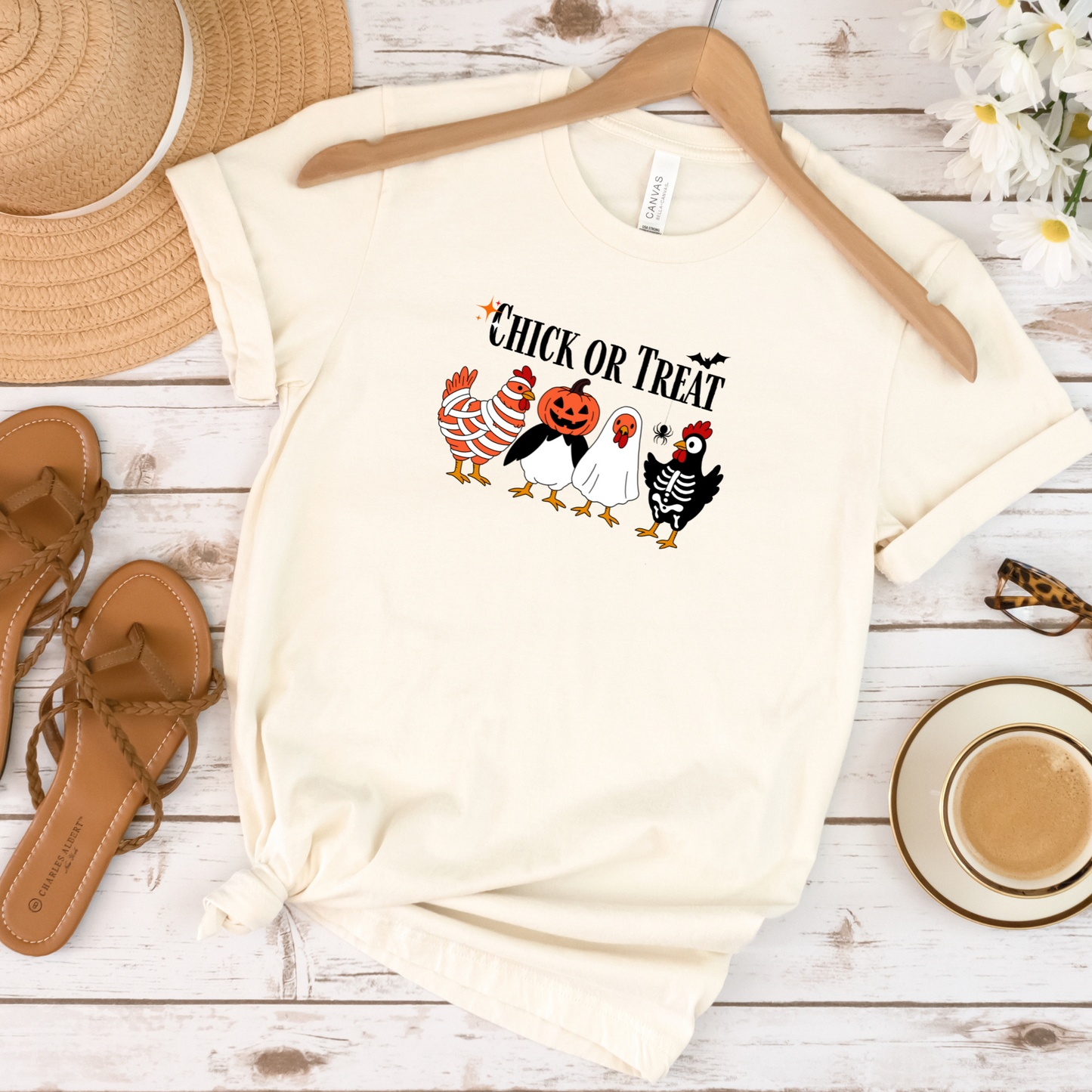 Fall Chick or Treat Halloween Crewneck or Tee | Autumn Graphic Sweater or T-Shirt