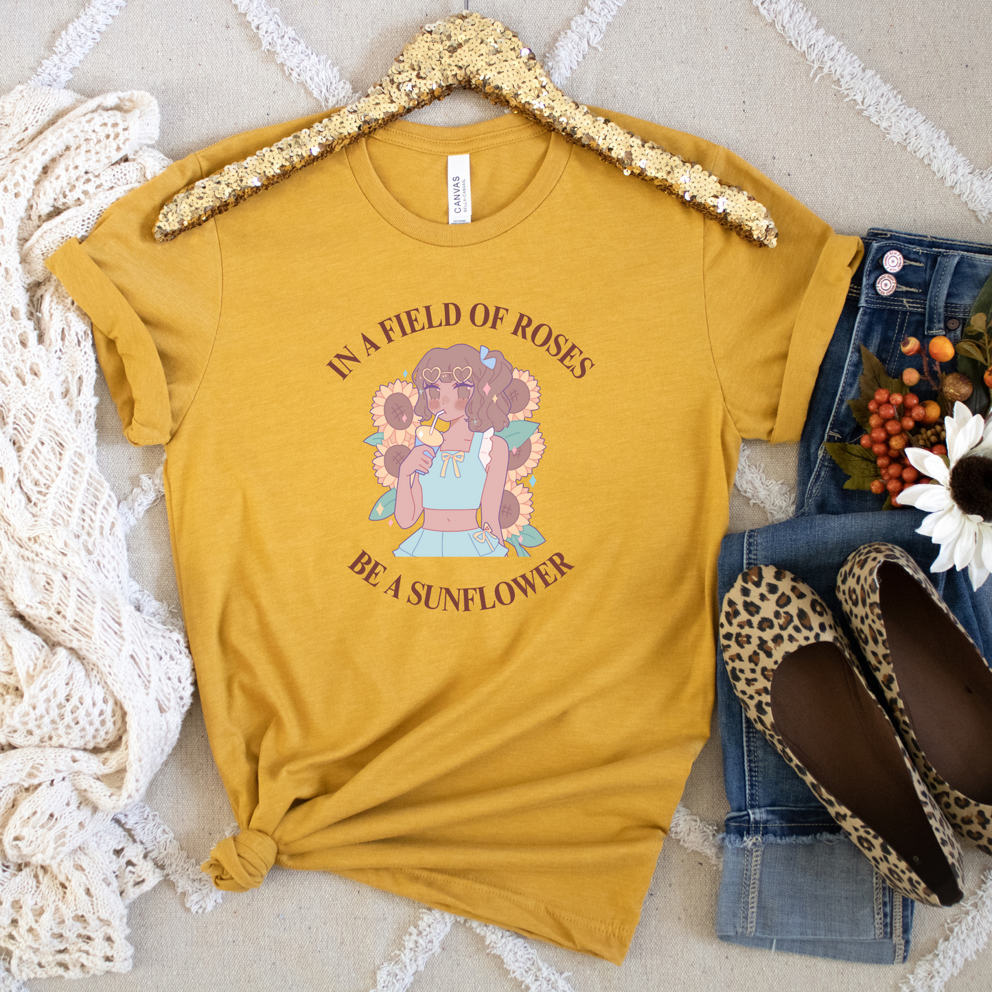 Sunflower Girl Cute Obsession Graphic Crewneck or Tee | Trendy Kawaii Aesthetic Sweater
