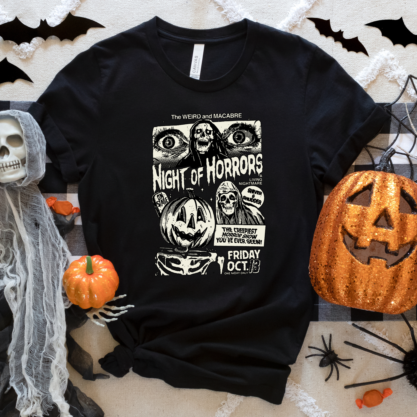Night of Horrors Retro Vintage Halloween Crewneck or Tee | Fall Spooky Graphic Sweatshirt