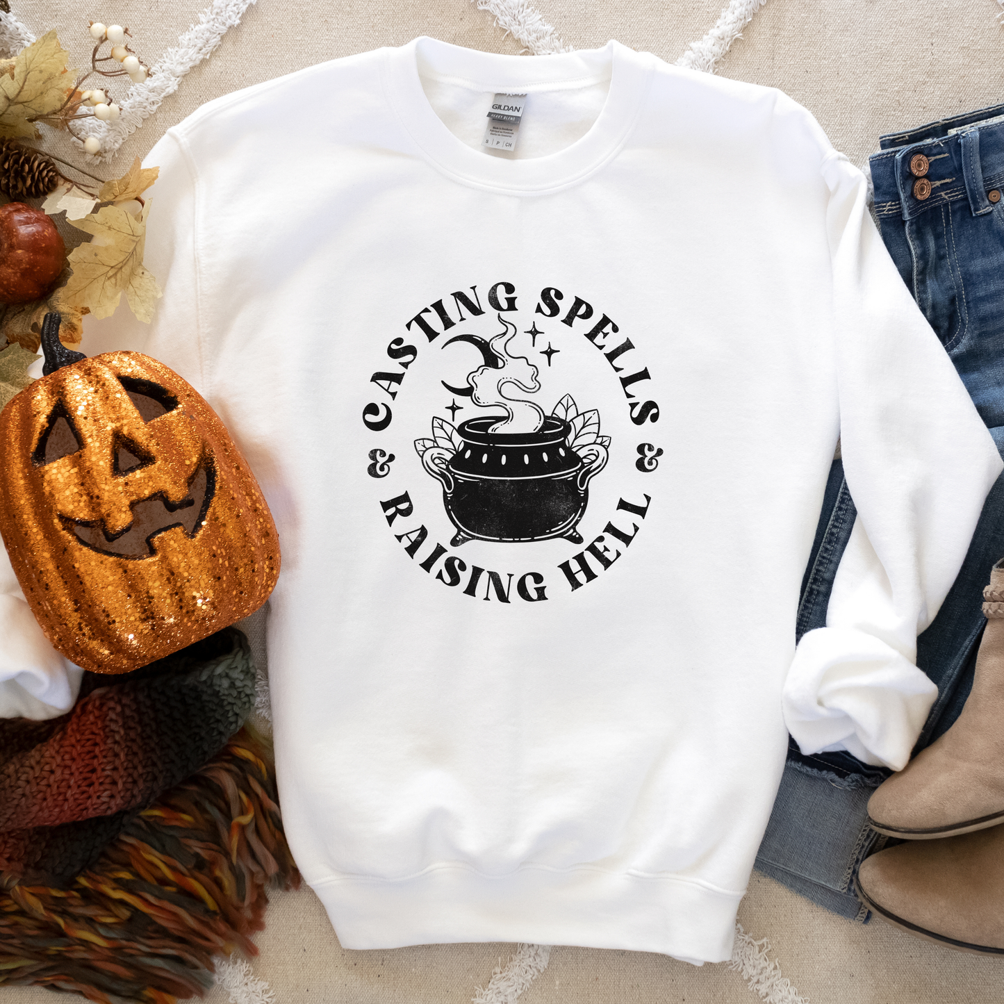 Casting Spells Retro Vintage Halloween Crewneck or Tee | Fall Spooky Graphic Sweatshirt