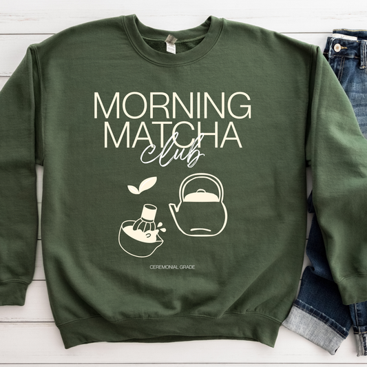 Morning Matcha Lover Graphic Crewneck or Tee | Trendy Aesthetic Matcha Sweatshirt