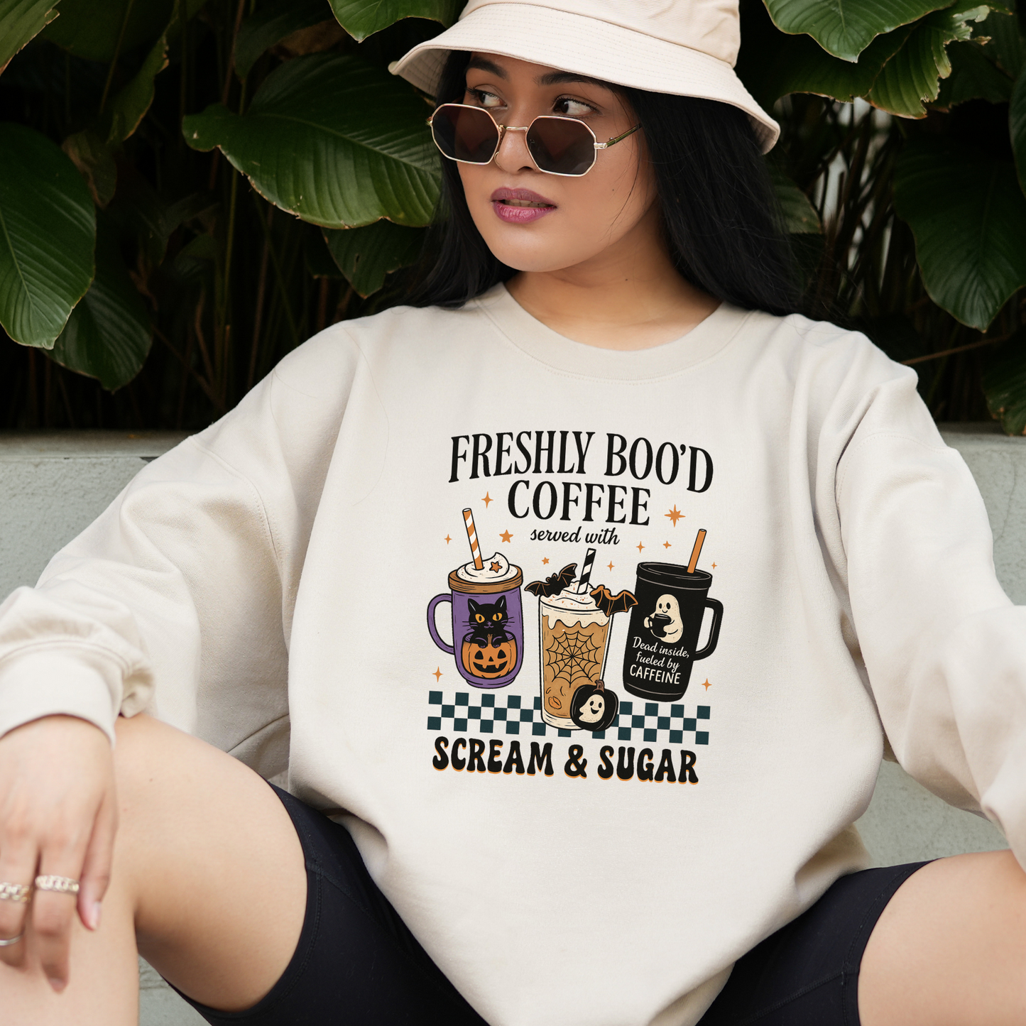 Freshly Boo’d Coffee Sweatshirt | Halloween Graphic Crewneck for Coffee Lovers