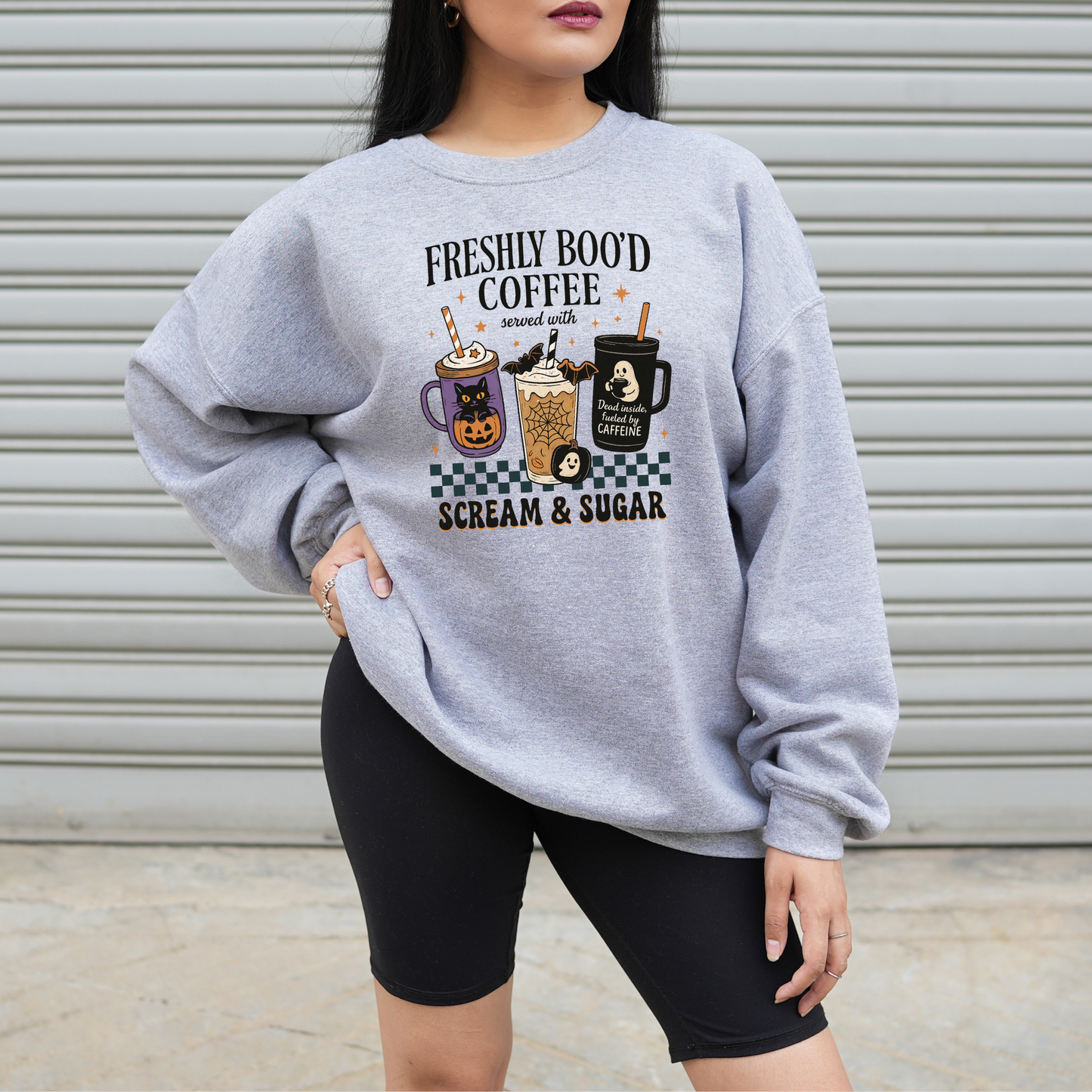 Freshly Boo’d Coffee Sweatshirt | Halloween Graphic Crewneck for Coffee Lovers