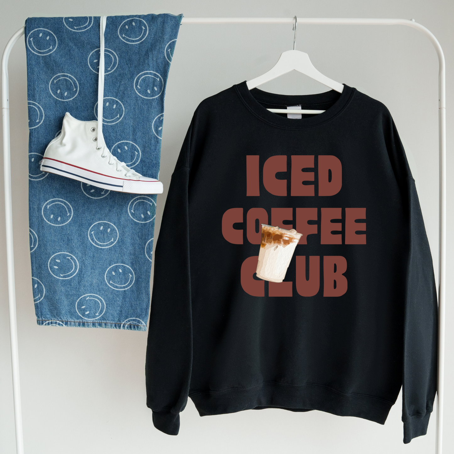 Iced Coffee Club Sweatshirt | Cozy Graphic Crewneck for Coffee Lovers
