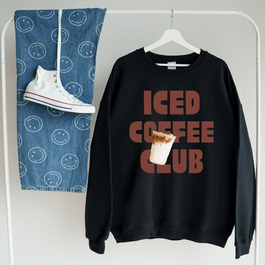 Iced Coffee Club Sweatshirt | Cozy Graphic Crewneck for Coffee Lovers