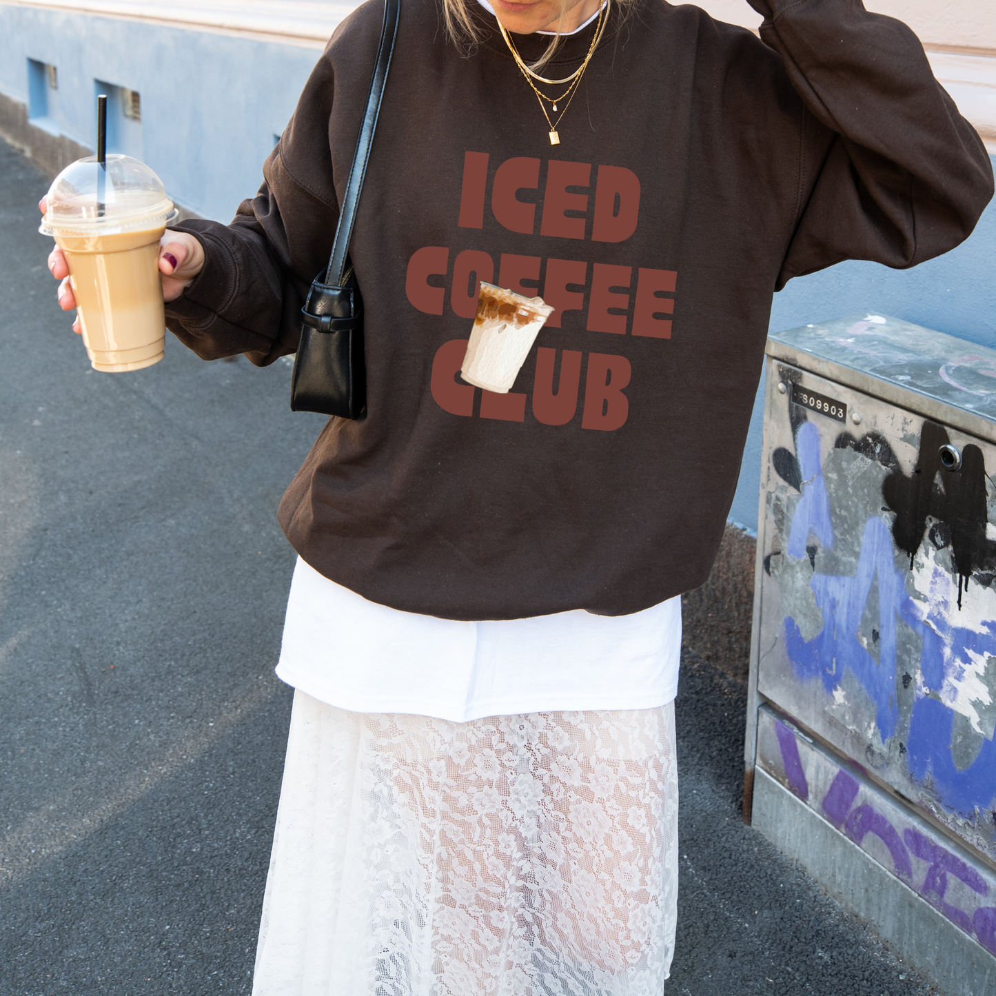 Iced Coffee Club Sweatshirt | Cozy Graphic Crewneck for Coffee Lovers