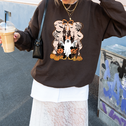 Minnie Mouse Trick or Treating Disney Inspired Halloween Crewneck or Tee | Spooky Fall Graphic Shirt