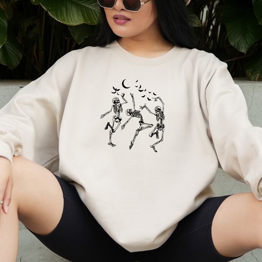 Dancing Skeleton Retro Vintage Halloween Crewneck or Tee | Fall Spooky Graphic Sweatshirt