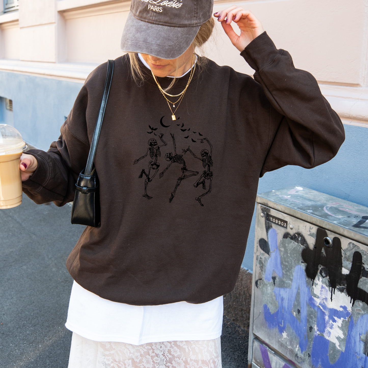 Dancing Skeleton Retro Vintage Halloween Crewneck or Tee | Fall Spooky Graphic Sweatshirt