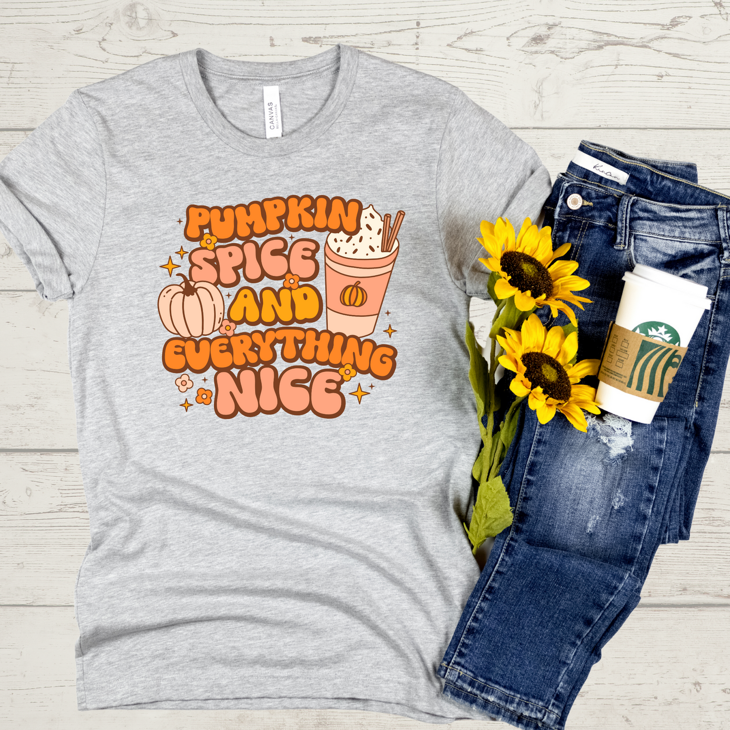 Pumpkin Spice Everything Nice Retro 80s Halloween Crewneck or Tee | Cute Playful Fall Graphic Sweater