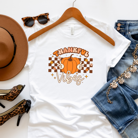 Thankful Vibes Retro 80s Halloween Crewneck or Tee | Cute Playful Fall Graphic Sweater