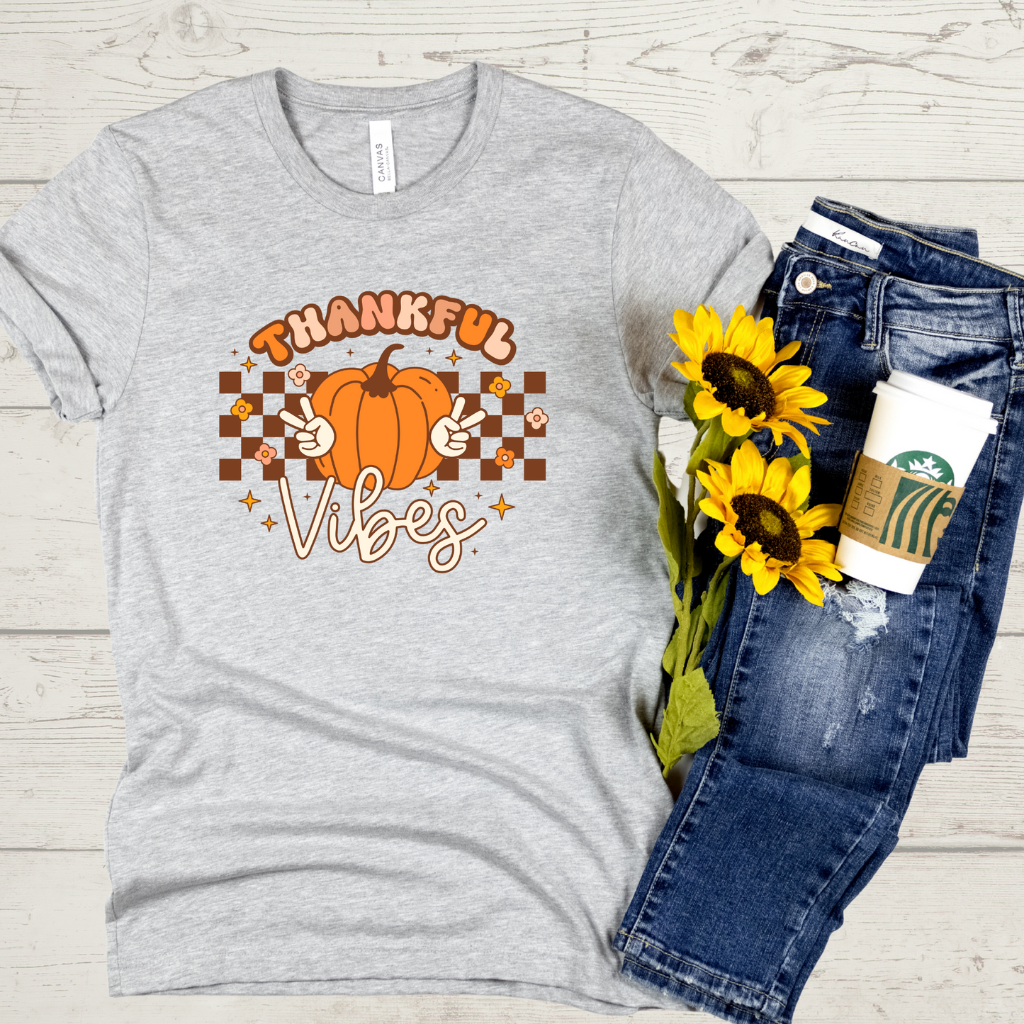 Thankful Vibes Retro 80s Halloween Crewneck or Tee | Cute Playful Fall Graphic Sweater