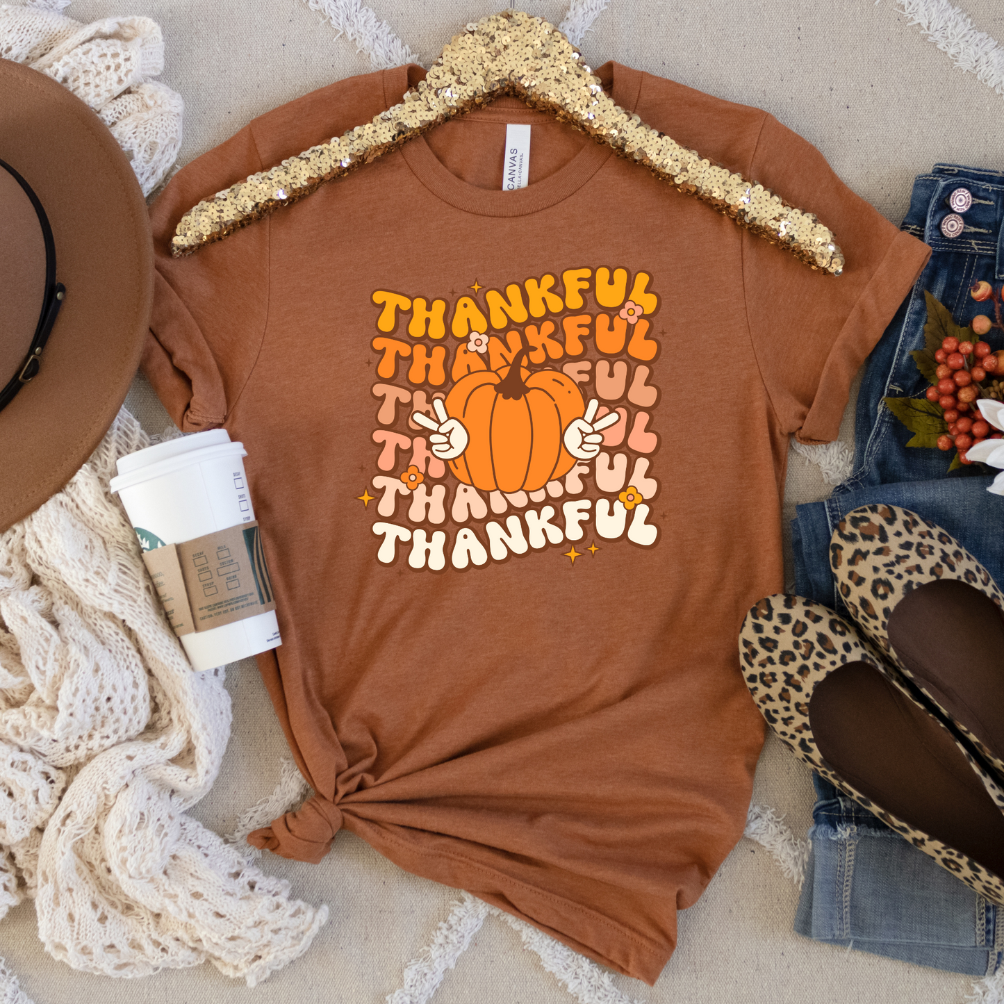 Thankful Retro 80s Halloween Crewneck or Tee | Cute Playful Fall Graphic Sweater