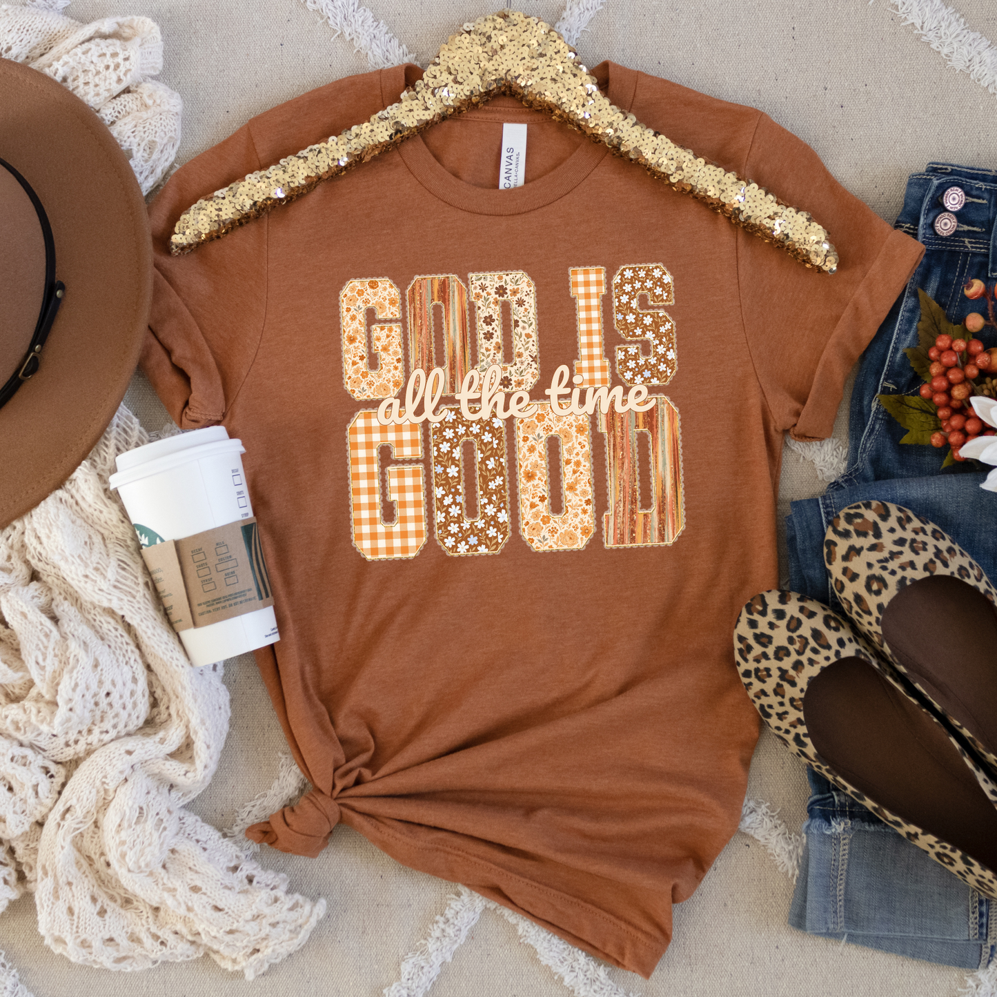 God is Good Christian Faith Fall Crewneck or Tee | Autumn Scripture Graphic Sweater