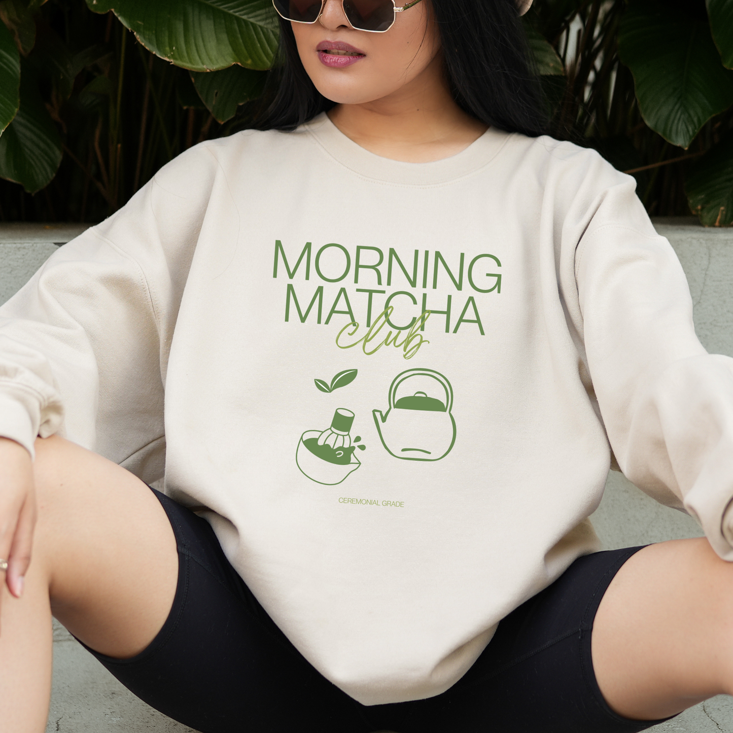 Morning Matcha Lover Graphic Crewneck or Tee | Trendy Aesthetic Matcha Sweatshirt