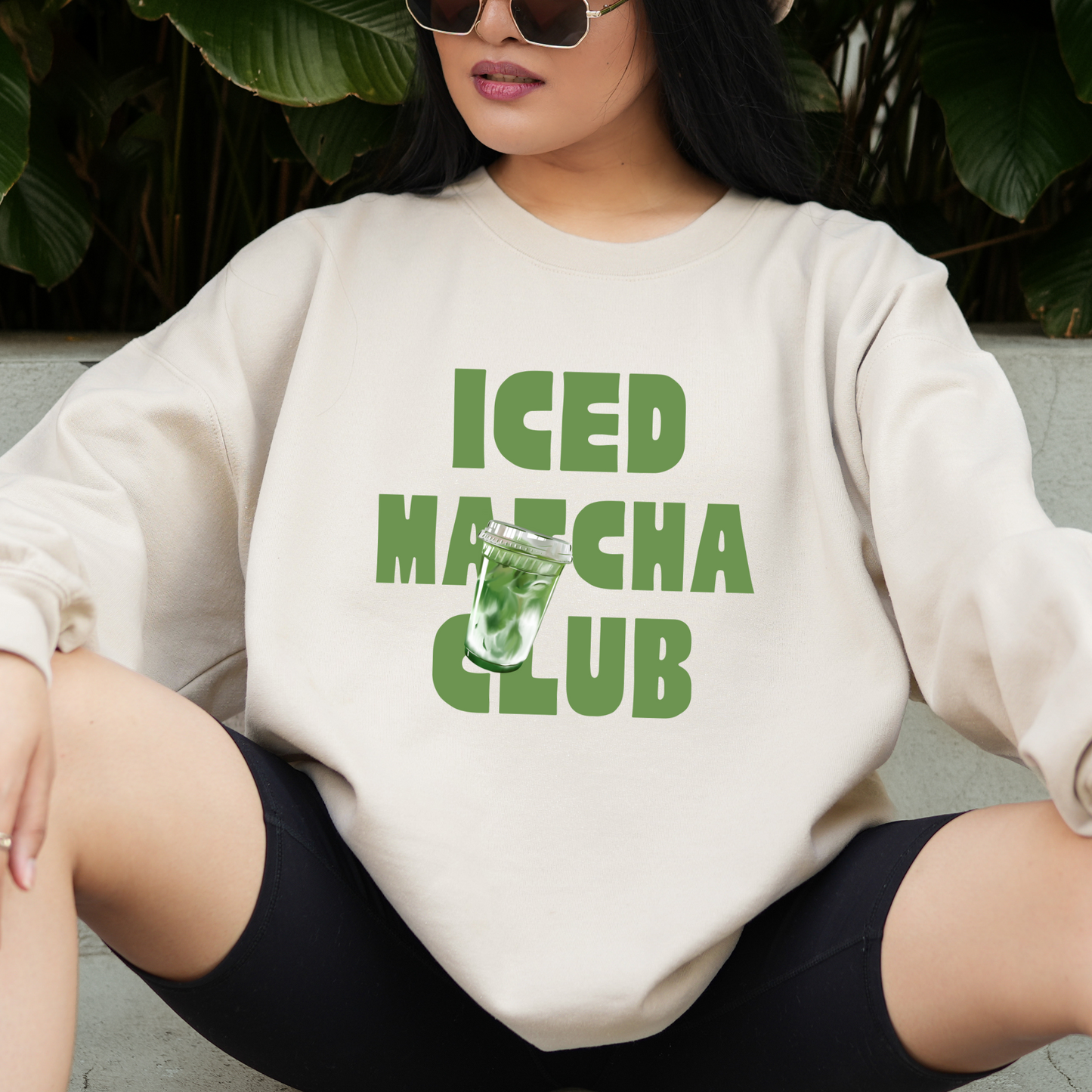 Iced Matcha Club Graphic Crewneck or Tee | Trendy Aesthetic Matcha Sweatshirt