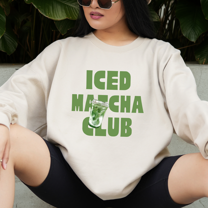 Iced Matcha Club Graphic Crewneck or Tee | Trendy Aesthetic Matcha Sweatshirt