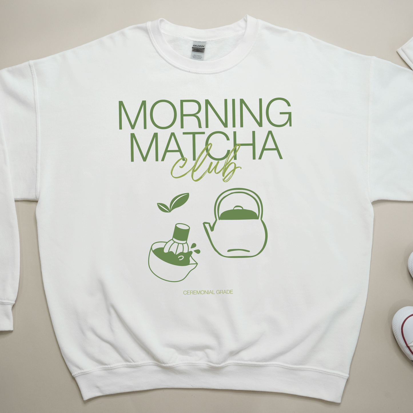 Morning Matcha Lover Graphic Crewneck or Tee | Trendy Aesthetic Matcha Sweatshirt