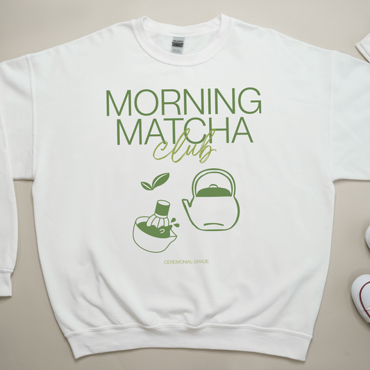 Morning Matcha Lover Graphic Crewneck or Tee | Trendy Aesthetic Matcha Sweatshirt