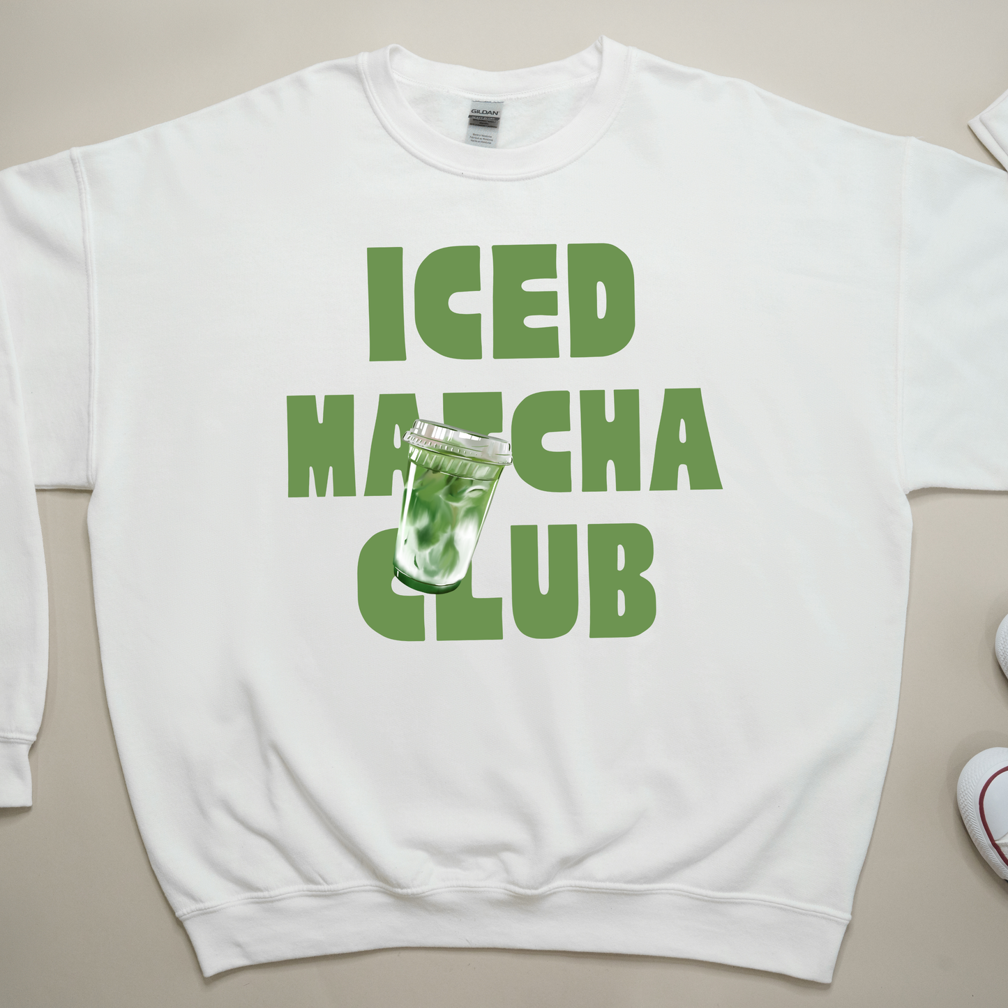Iced Matcha Club Graphic Crewneck or Tee | Trendy Aesthetic Matcha Sweatshirt