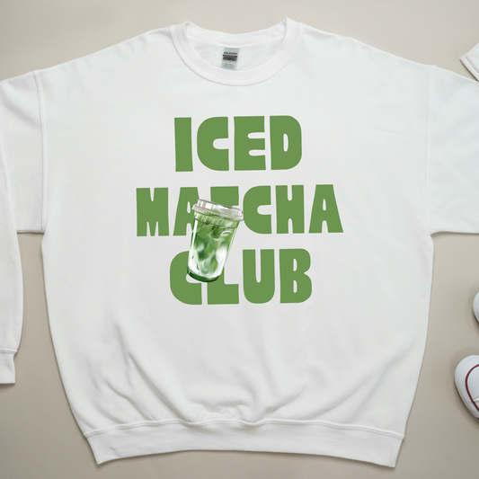 Iced Matcha Club Graphic Crewneck or Tee | Trendy Aesthetic Matcha Sweatshirt