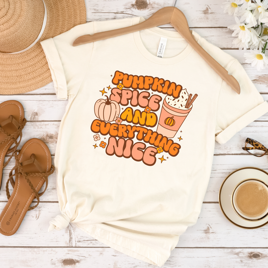 Pumpkin Spice Everything Nice Retro 80s Halloween Crewneck or Tee | Cute Playful Fall Graphic Sweater