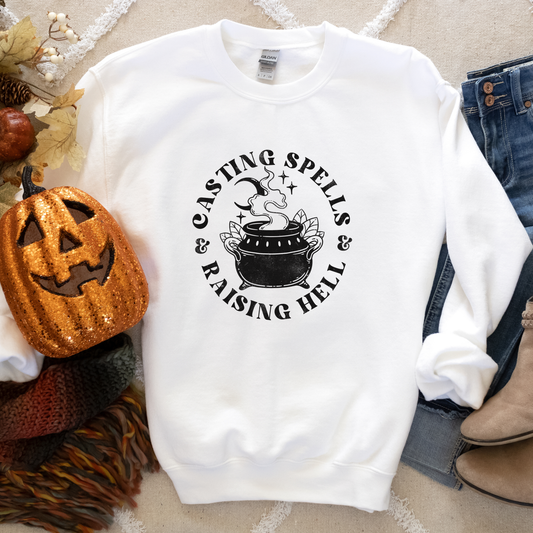 Casting Spells Retro Vintage Halloween Crewneck or Tee | Fall Spooky Graphic Sweatshirt
