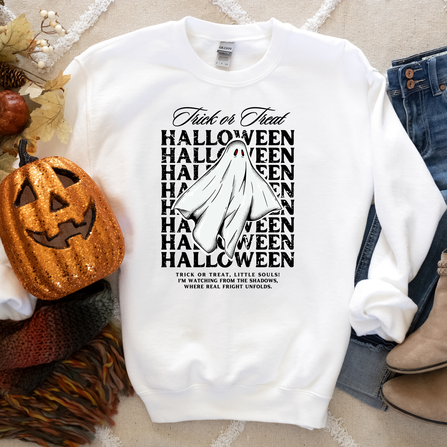 Ghost Retro Vintage Halloween Crewneck or Tee | Fall Spooky Graphic Sweatshirt
