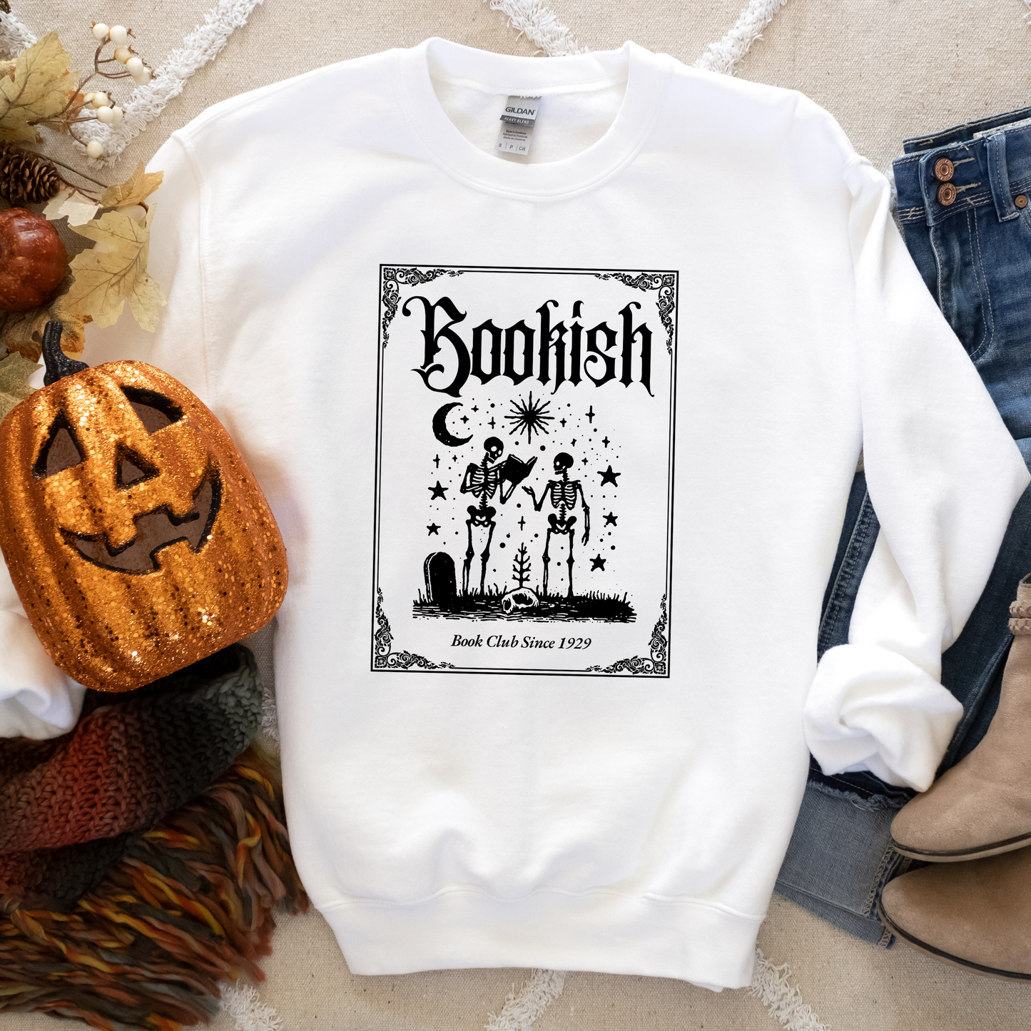 Bookish Halloween Themed Book Lover Graphic Crewneck or Tee | Aesthetic Reader Sweatshirt & Shirt