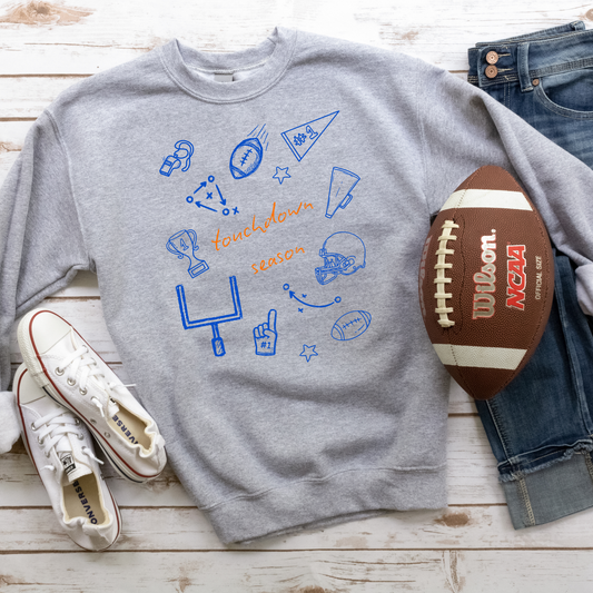 Touchdown Season Football Fan Graphic Crewneck or Tee | Trendy Game Day Sweatshirt & Shirt