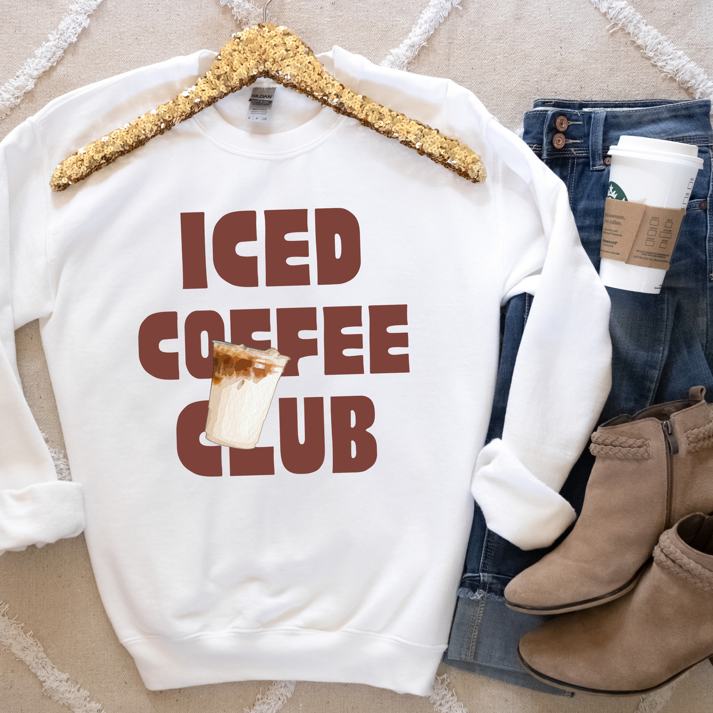 Iced Coffee Club Sweatshirt | Cozy Graphic Crewneck for Coffee Lovers